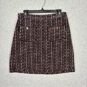Loft Skirt‎ Womens Size 6 Mini Tweed Preppy Academia Glam Classic Royal Career